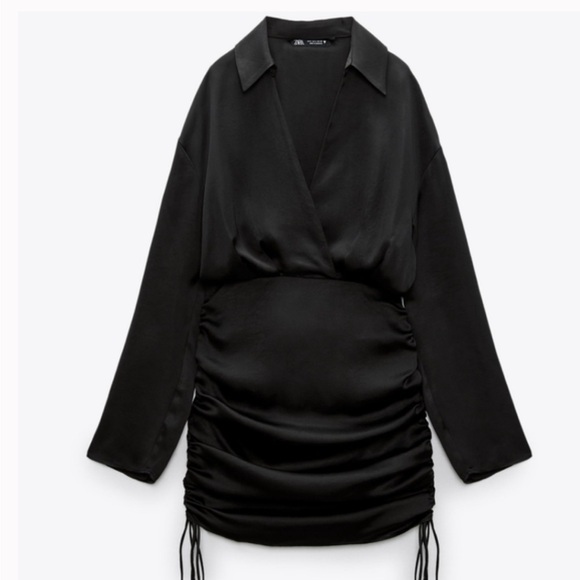 Zara Dresses & Skirts - ZARa Black Satin Effect Mini Dress